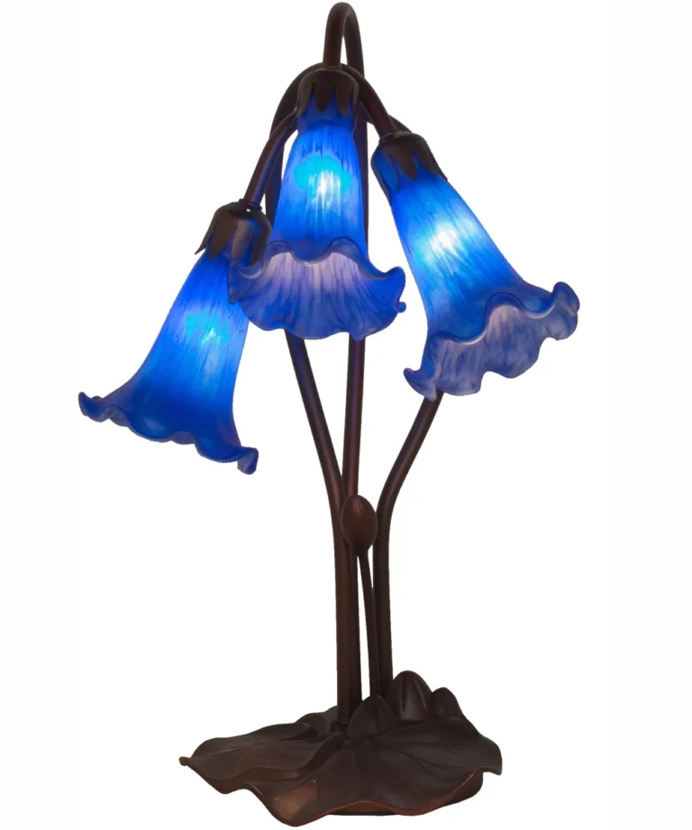 16″ High Blue Pond Lily 3-Light Accent Lamp