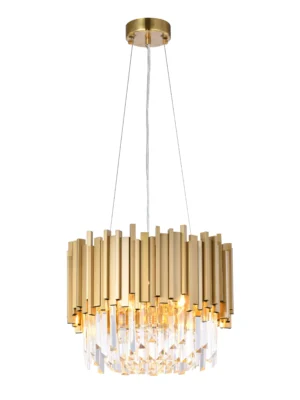12-Light Geometric Statement Chandelier with Crystal Accents