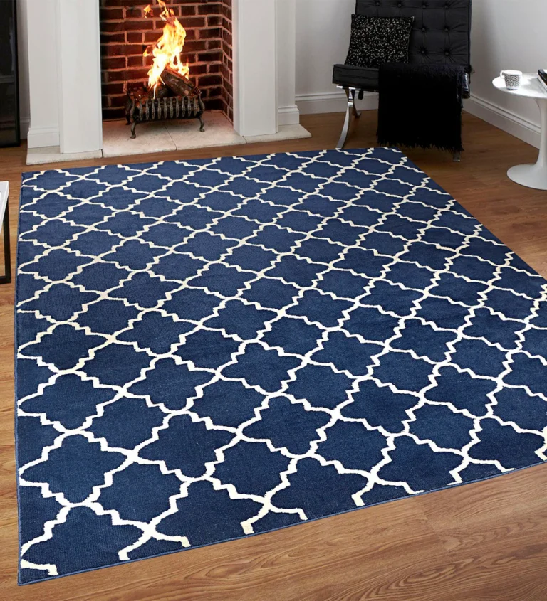 Blue Abstract Microfiber 6 ft x 9 ft Machine-Made Carpet